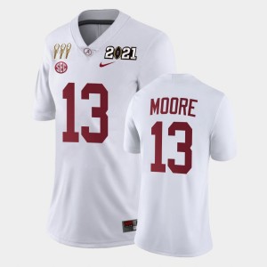 Women Malachi Moore White Alabama Crimson Tide #13 Limited 3X CFP National Championship Jersey 158804-248