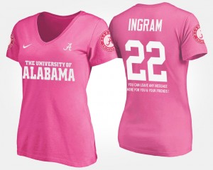 Women Mark Ingram Pink Alabama Crimson Tide #22 With Message Name and Number T-Shirt 148787-873