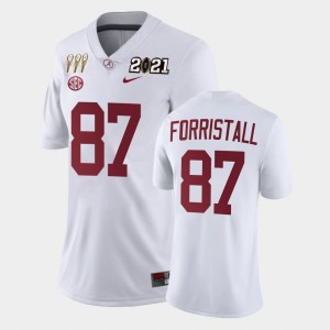 Women's Miller Forristall White Alabama Crimson Tide #87 Limited 3X CFP National Championship Jersey 707600-136