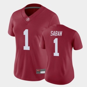 Womens Nick Saban Crimson Alabama Crimson Tide #1 High School Game Jersey 768519-559