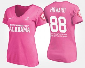 Womens O.J. Howard Pink Alabama Crimson Tide #88 With Message Name and Number T-Shirt 306817-133