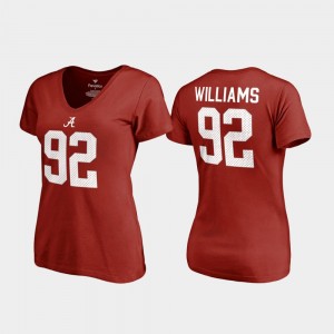 Womens Quinnen Williams Crimson Alabama Crimson Tide #92 V-Neck Name & Number College Legends T-Shirt 172851-714