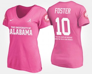 Women Reuben Foster Pink Alabama Crimson Tide #10 With Message Name and Number T-Shirt 852674-592
