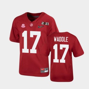 Youth Jaylen Waddle Crimson Alabama Crimson Tide #17 2025-26 2021 National Championship Jerseys 302373-452