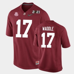 Youth Jaylen Waddle Crimson Alabama Crimson Tide #17 Replica 2021 National Championship Jerseys 767404-382