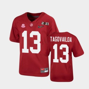 Youth Tua Tagovailoa Crimson Alabama Crimson Tide #13 University 2021 National Championship Jersey 270727-539