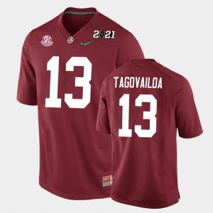 Youth Tua Tagovailoa Crimson Alabama Crimson Tide #13 Replica 2021 National Championship Jersey 557148-266