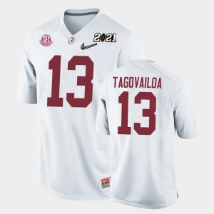 Youth Tua Tagovailoa White Alabama Crimson Tide #13 Replica 2021 National Championship Jersey 519334-798
